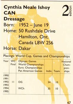 1995 Collect-A-Card Equestrian #47 Cynthia Neale Ishoy / Dakar Back